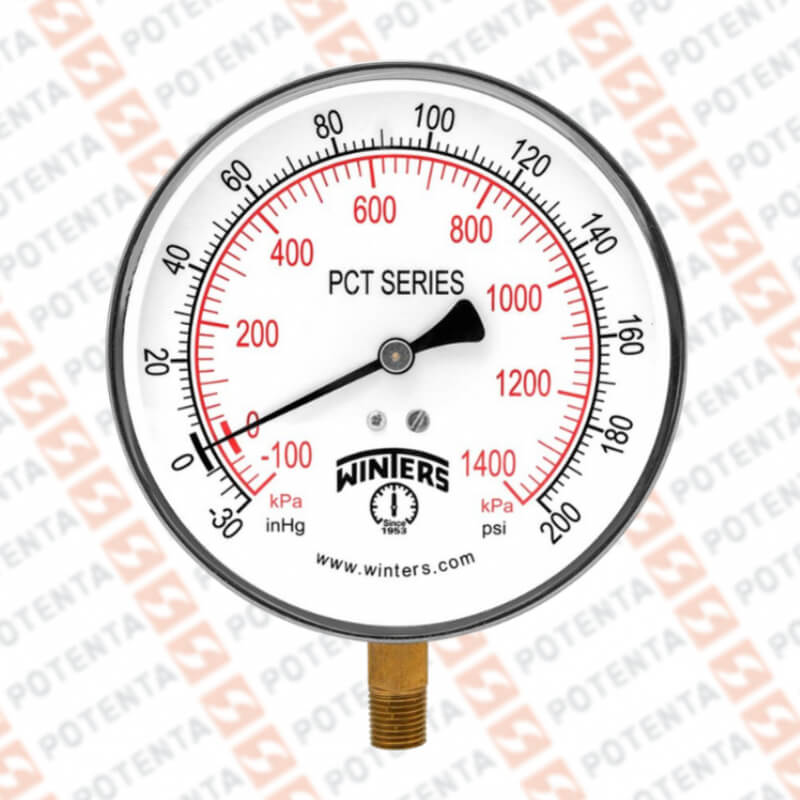 Manovacuometro PAM, dial 2.5 ZR, -30inhg-0-200psi/°f 1%, 1/4npt inf, ss/ss, Winters