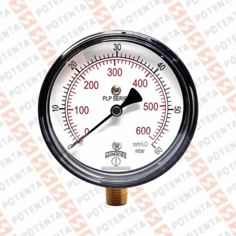 Manometro PLP dial 2.5, 0-60mbar/mmh2o 2%, 1/4npt inf, ss/laton, ip52, Winters