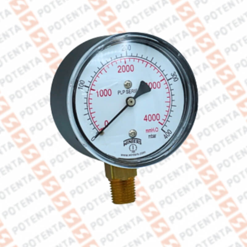 Manometro PLP dial 2.5, 0-400mbar/mmh2o 2%, 1/4npt inf, ss/laton, ip52, Winters