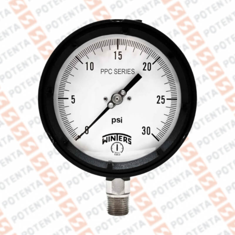 Manometro PPC, dial 4.5 ZR, 1/2npt inf, 0…30psi/bar, fe/ss, certif, Winters