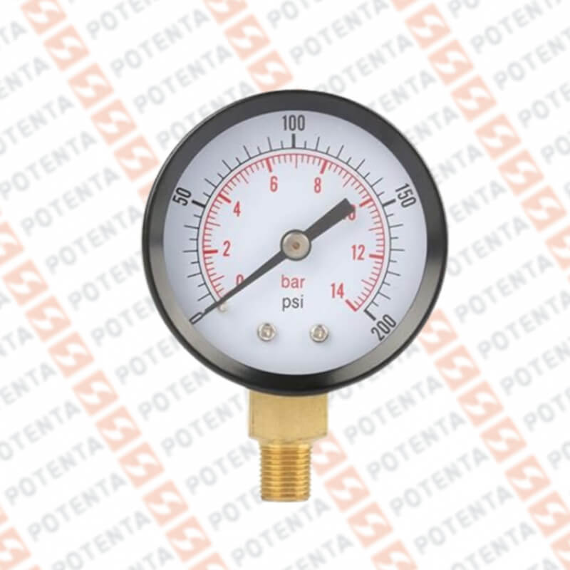 Manometro PPC, dial 4.5 ZR, 0-200psi/bar 0.5%, 1/2npt inf, fe/ss, certif, Winters
