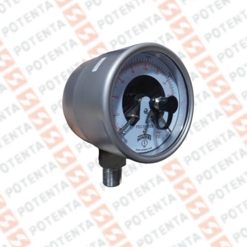 Manometro PEC, dial 4, 0-100psi/bar 1%, Contactos 2spdt, 1/2npt inf, ss/ss, ip65, Winters