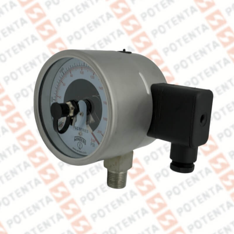 Manometro PEC, dial 4, 0-1000psi/bar 1%, Contactos 2spdt, 1/2npt inf, ss/ss, ip65, Winters