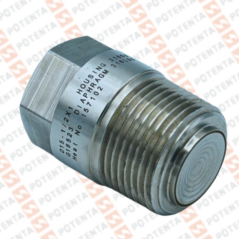 Sello D15, Roscado, 50-5800psi, 1/2npth ins, 1nptm pro, -29°a182°C, 316l, Winters