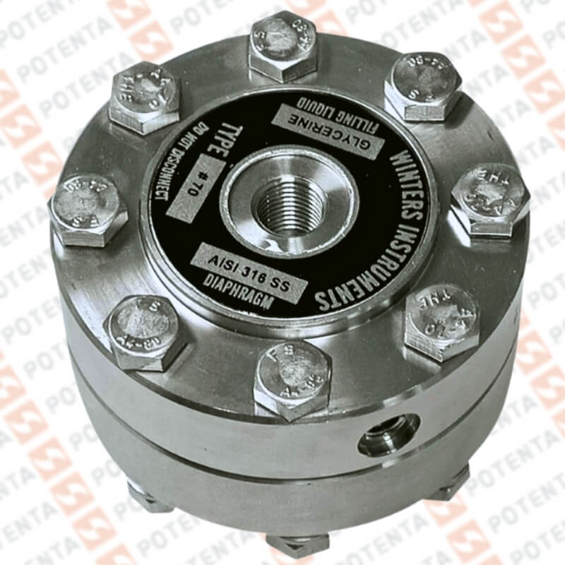 Sello D70, camara tra/pesa, 30-2500psi, 1/2npth ins, 1/4npth pro, -30-100°C, 316l, Winters