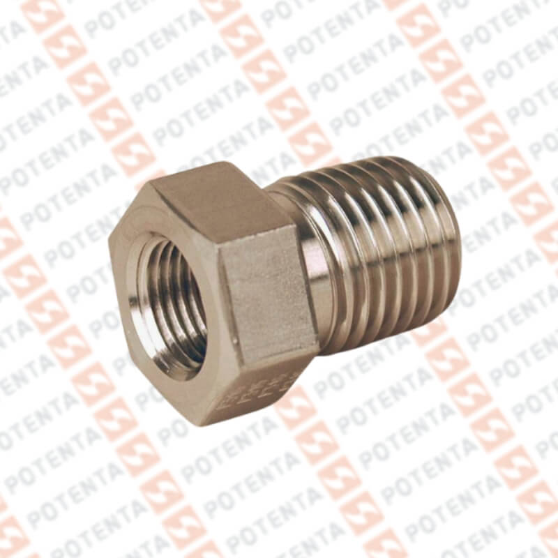 Adaptador bushingg 1/4npt-hembra inst, 1/2npt-macho Proceso, SS316, 3000psi