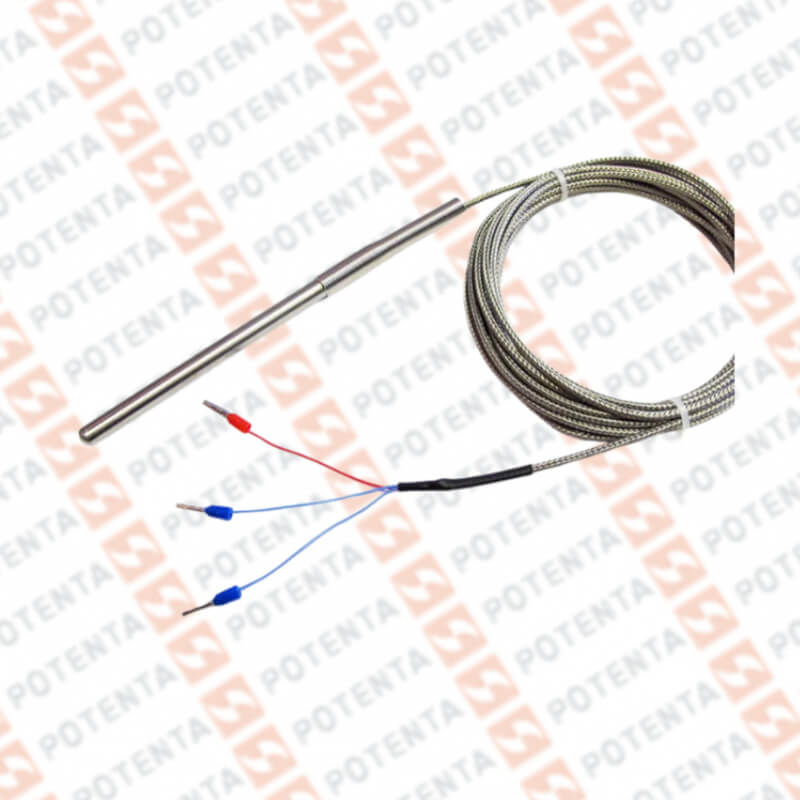 Rtd PT100-3h PL02, cartucho, b=3/16x4plg, -200-200c, cable malla ss 2m, Pyromation