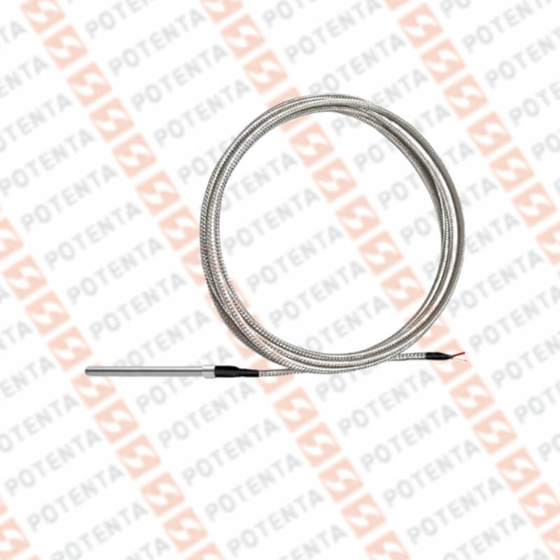Rtd PT100-3h PL02, cartucho, b=1/4x2plg, -200-200c, Cable malla ss 2m, Pyromation