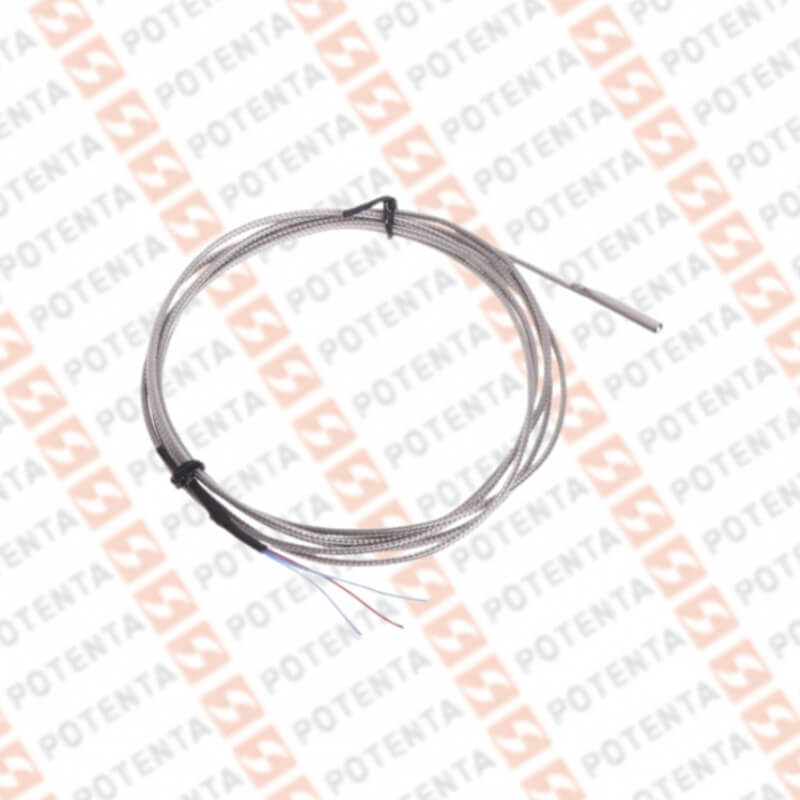 Rtd PT100-3h PL02, cartucho, b=3/16x1plg, -200-200°C, cable malla ss 2m, Pyromation