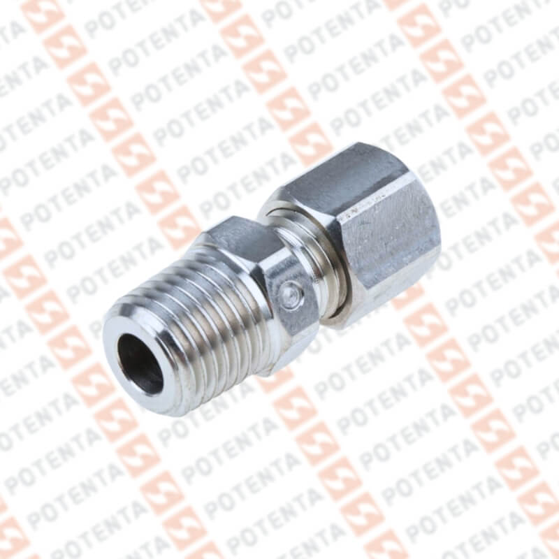 Acople compresion para diametro 1/4, rosca 1/8npt macho, SS316, Pyromation