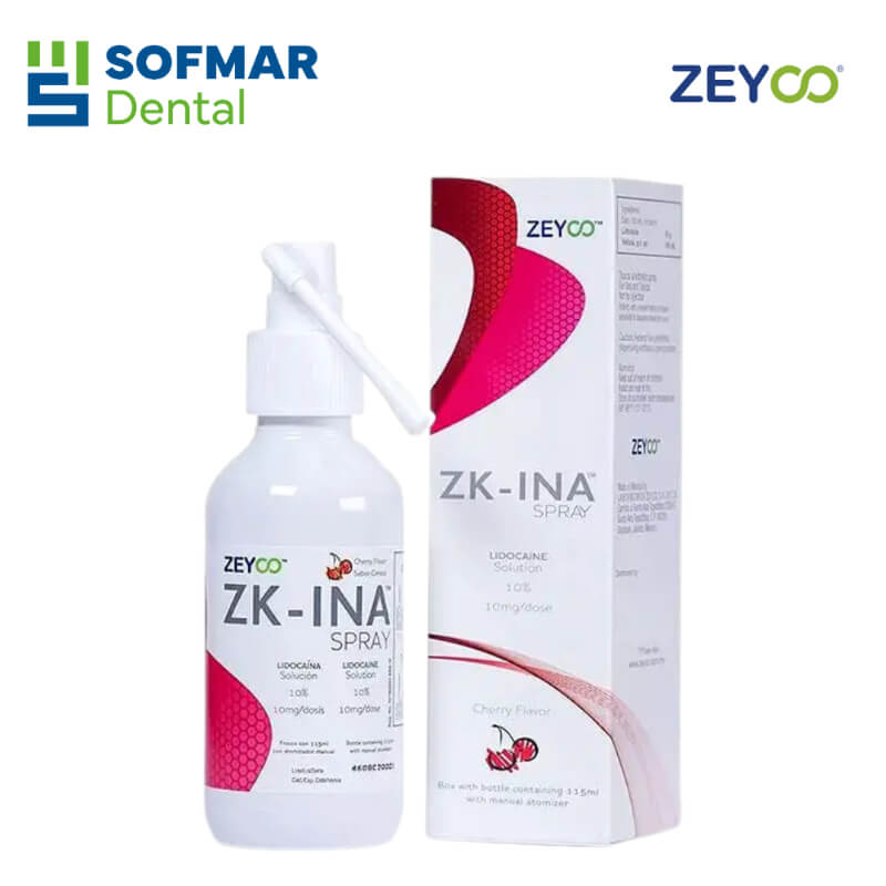 ZK-INA 10% Lidocaína en Spray 115 ml Sabor Cereza – Anestesia Tópica Rápida y Eficaz | Depósito Dental Sofmar