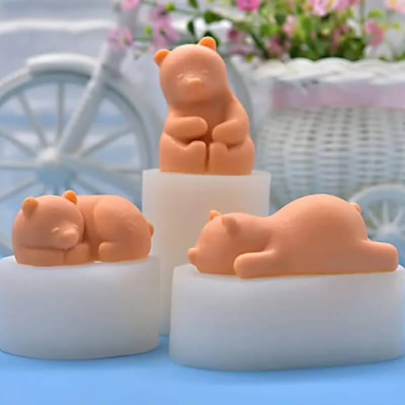 Molde de silicona con diseño de osos diferentes posiciones para uso en Velas, Jabones, resina, chocolate, porcelana fría o yeso.