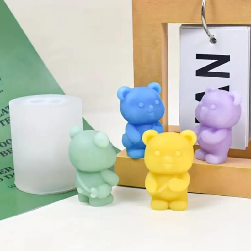 Molde de silicona con diseño de osito para uso en Velas, Jabones, resina, chocolate, porcelana fría o yeso.