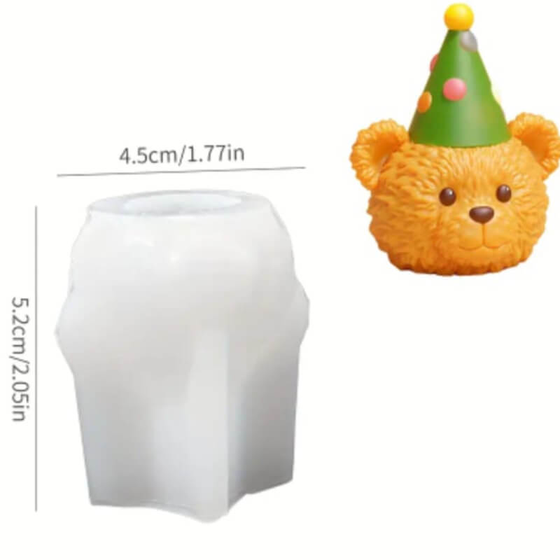 Molde de silicona de Oso con gorro para uso en Velas, jabones, yeso, cera, resina epoxi.