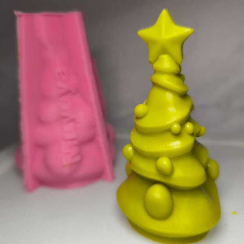 Molde de silicona diseño de Árbol con estrella para uso en Velas, jabones, yeso, cera, resina.