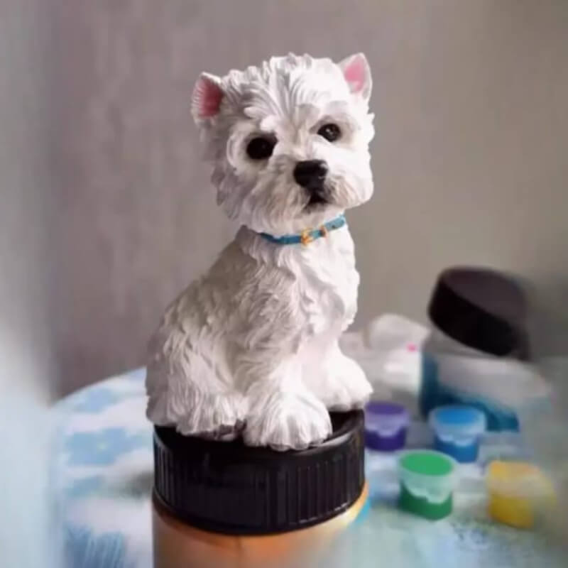 Molde elaborado en silicona de perro Westy terrier para uso en Velas, jabones, yeso, chocolate, resina.