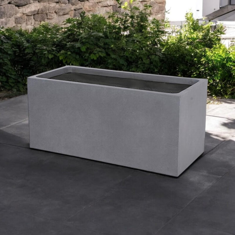 Macetero Rectangular Grande Fibra Mineral Gris 100x47x47cm | Proluxes