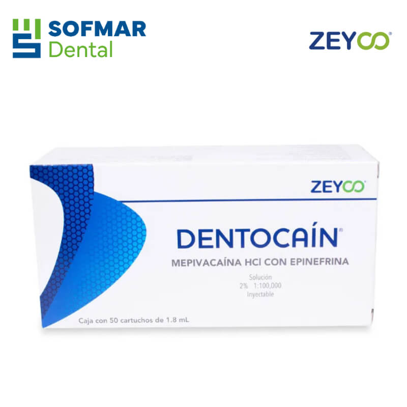 Dentocaín 2% Mepivacaína con Epinefrina 1:100,000 – 50 Cartuchos de 1.8 mL | Anestesia Segura y Efectiva | Depósito Dental Sofmar