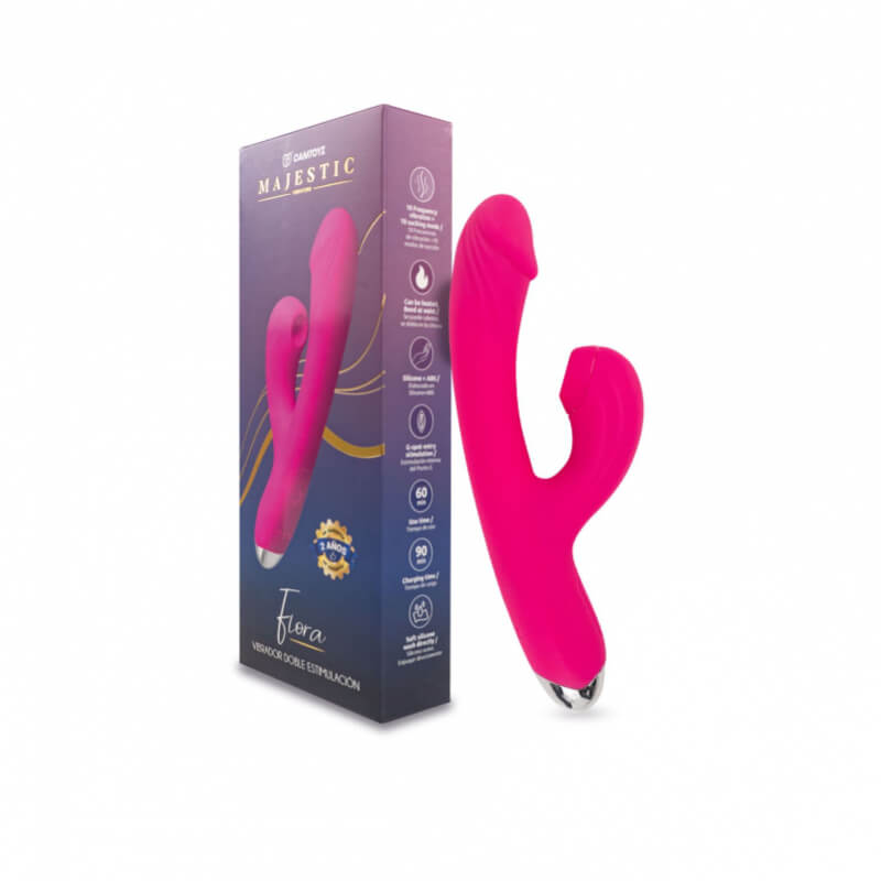 MAJESTIC VIBRADOR DOBLE ESTIMULACIÓN FLORA