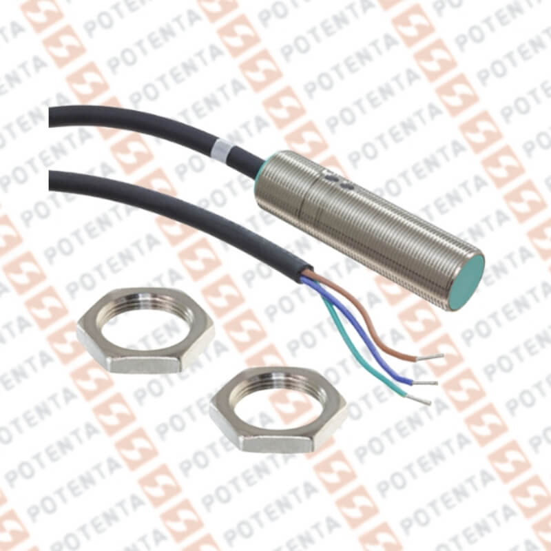 Sensor Inductivo, M18 metal, 8mm Ras, 20-250Vac/Vdc, no-2hilos, Cab=2m, ip67, P+F