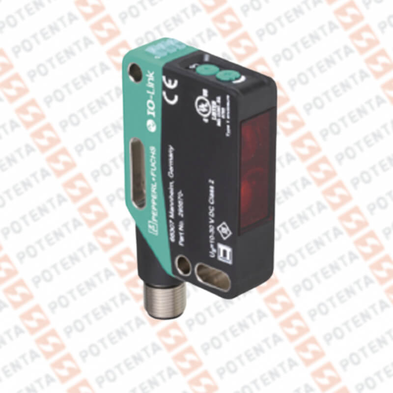 Sensor foto difuso Rect, 600mm laser, 10-30Vdc, push-pull iolink 4-20mA, Con=m12-4p, P+F