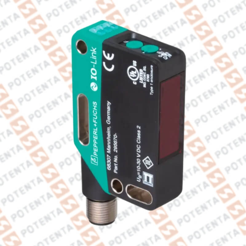 Sensor foto reflex Rect, obj/trans, 8m, 10-30Vdc, 2push-pull iolink, Con=m12-4p, ip69k P+F
