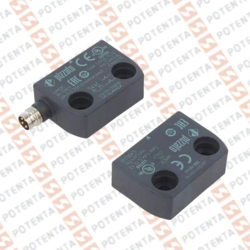 Interruptor seguridad magnético rectangular, con actuador 5mm, 2nc, Con=m8-4p, ip67, Pizzato