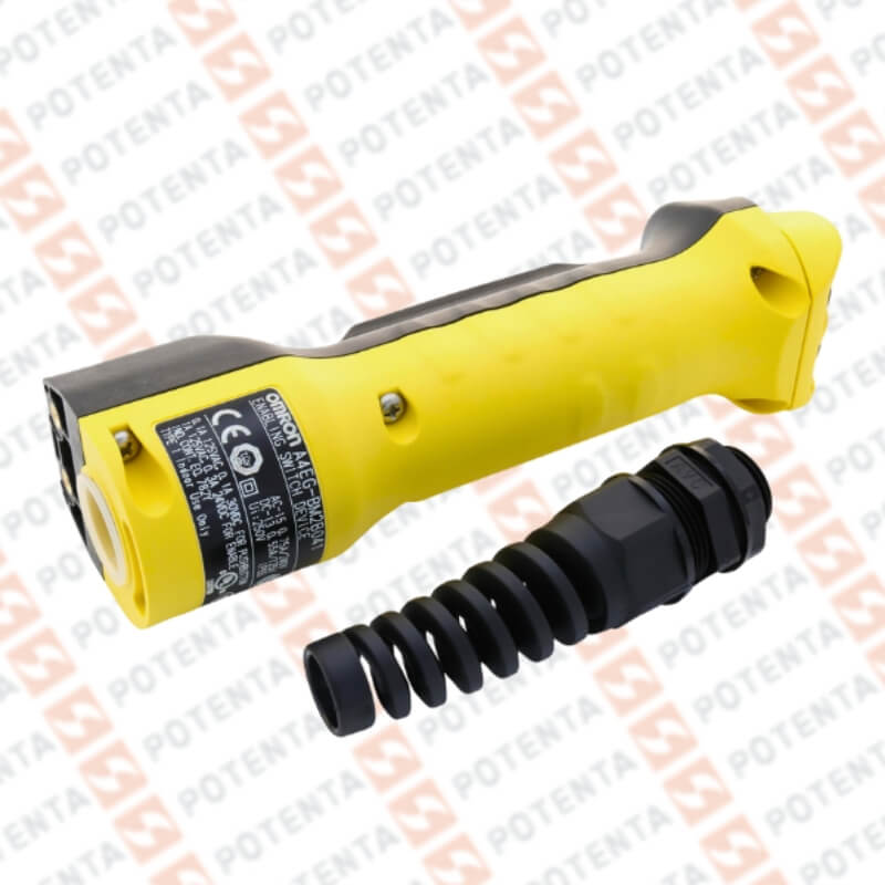 Interruptor seguridad agarre, 1 mando principal, 2 pulsadores, 2no+2no, terminal Omron