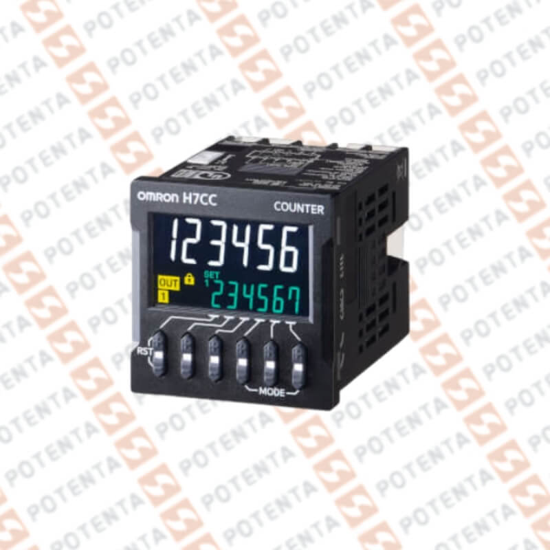 Contador tacometro, 48x48mm 6dig, 10khz, e/Vdc, s/rele+npn, 100-240Vac, s/aux=12Vdc Omron