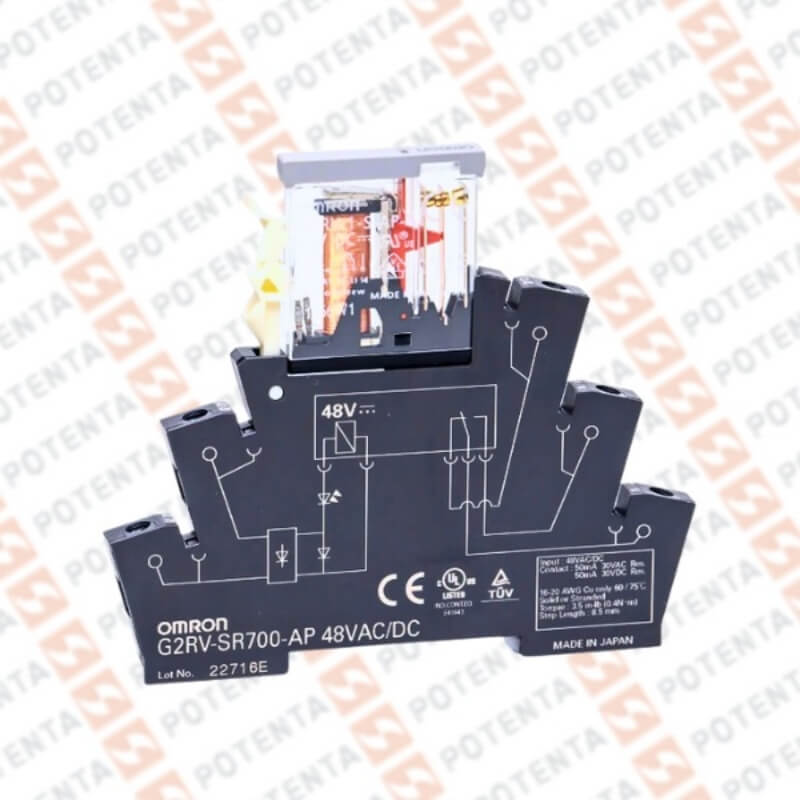 SSR interface serie G3RV, 24vdc, no-spst-2a, incluye base, terminal, riel-din, Omron