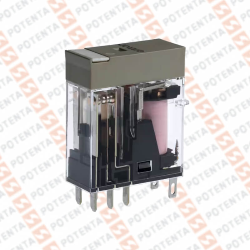 Rele electromecanico G2R2, 24vdc, 8p planos-2pdt-5a, led indicador, con/bloqueo, Omron
