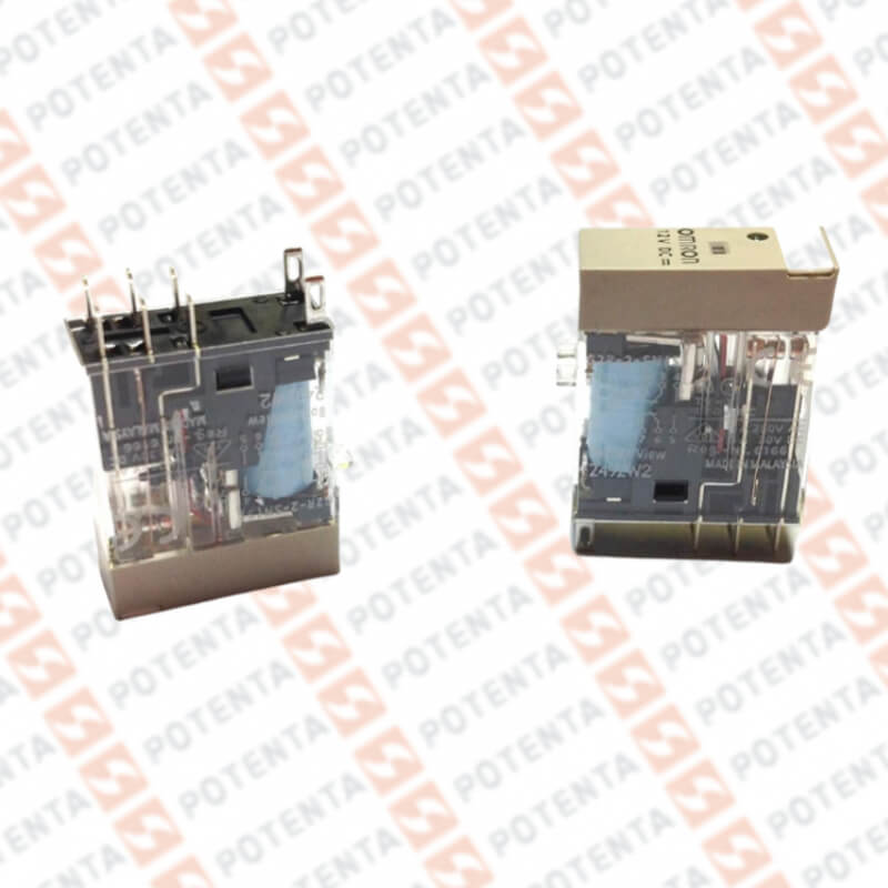 Rele electromecanico G2R2, 12Vdc, 8p-planos-2pdt-5a, led indicador, sin/bloqueo, Omron
