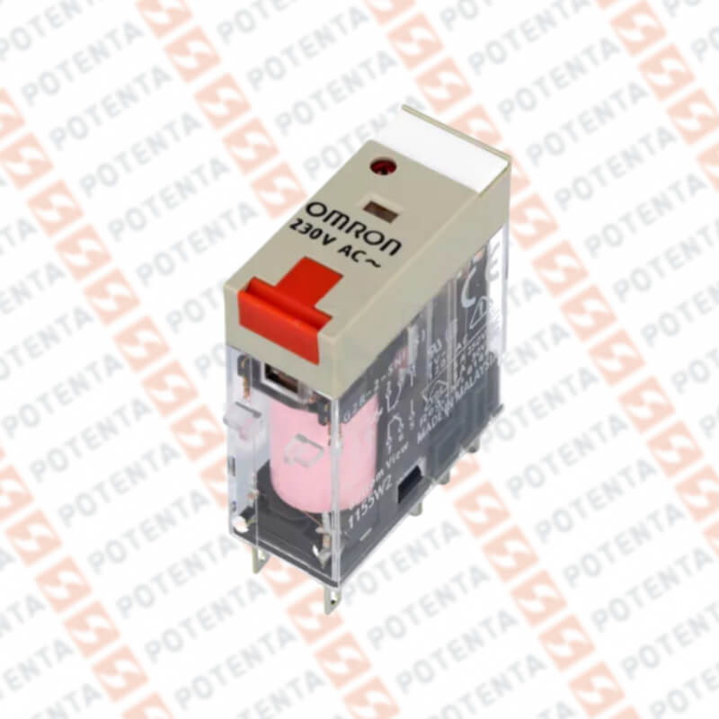 Rele electromecanico G2R, 230Vac, 8p-planos-2PDT-5A, led indicador, con/bloqueo, Omron