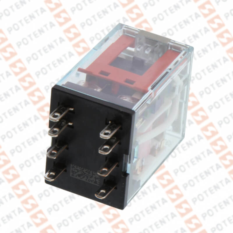 Rele electromecanico MY2, 110Vac, 8p-planos-2pdt-5a, led indicador, con/bloqueo, Omron