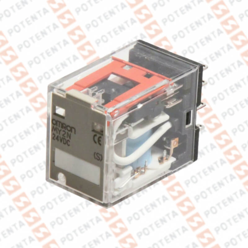 Rele electromecanico MY4, 24VAC, 14P-planos-4pdt-3a, led indicador, sin/bloqueo, Omron