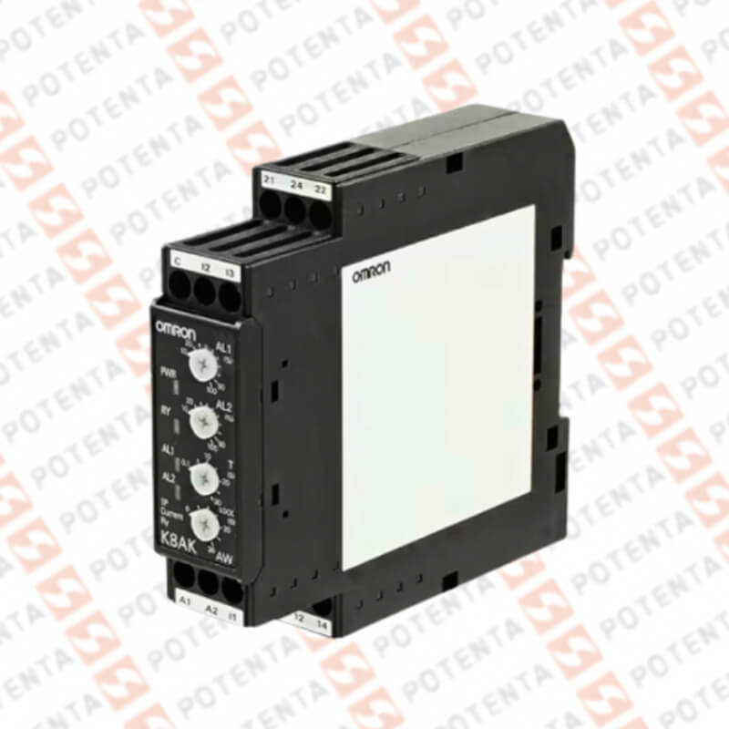 Rele monitoreo corriente, 100-240Vac, rango=0-1a 0-5a, 2spdt, t=0-30s, riel-din, Omron