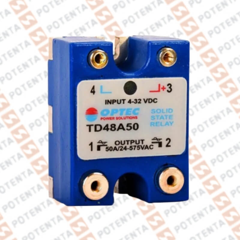 SSR, 1F control 4 a 32dc, carga 50amperios, 48-575ac, sin disipador, Optec