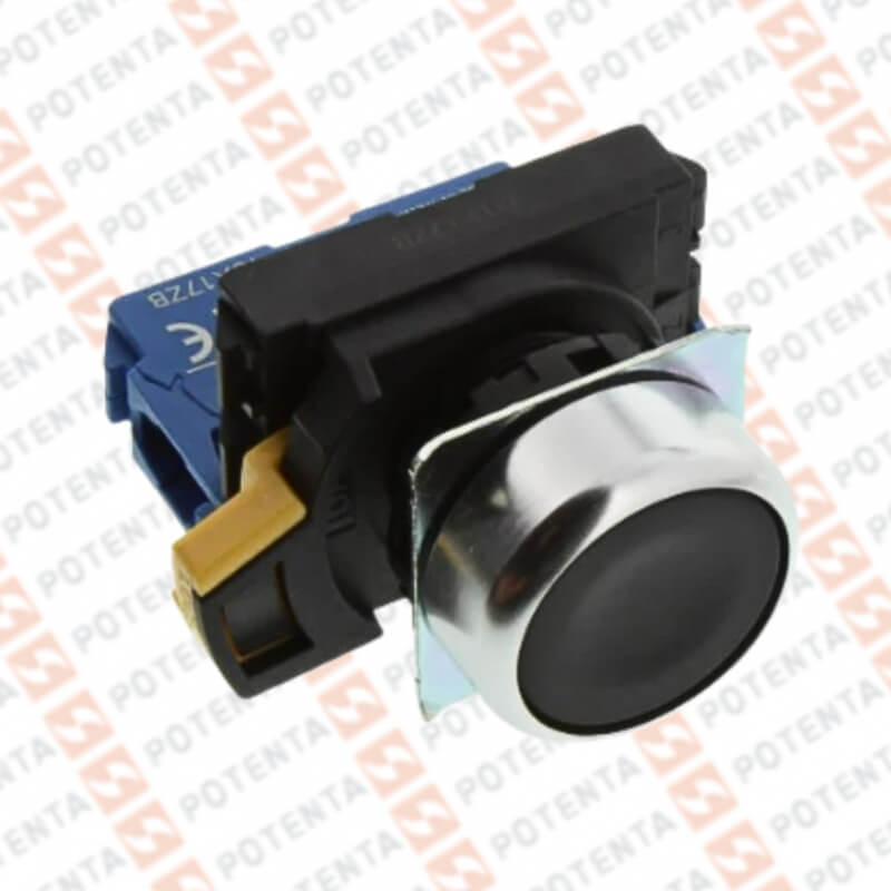 Pulsador A22N, metálico completo negro con retorno 22mm no, Omron