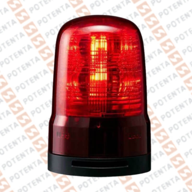 Baliza SF, led rojo intermitente/rotativa, 80mm, 100-240Vac, 88db, terminal, ip66, Patlite