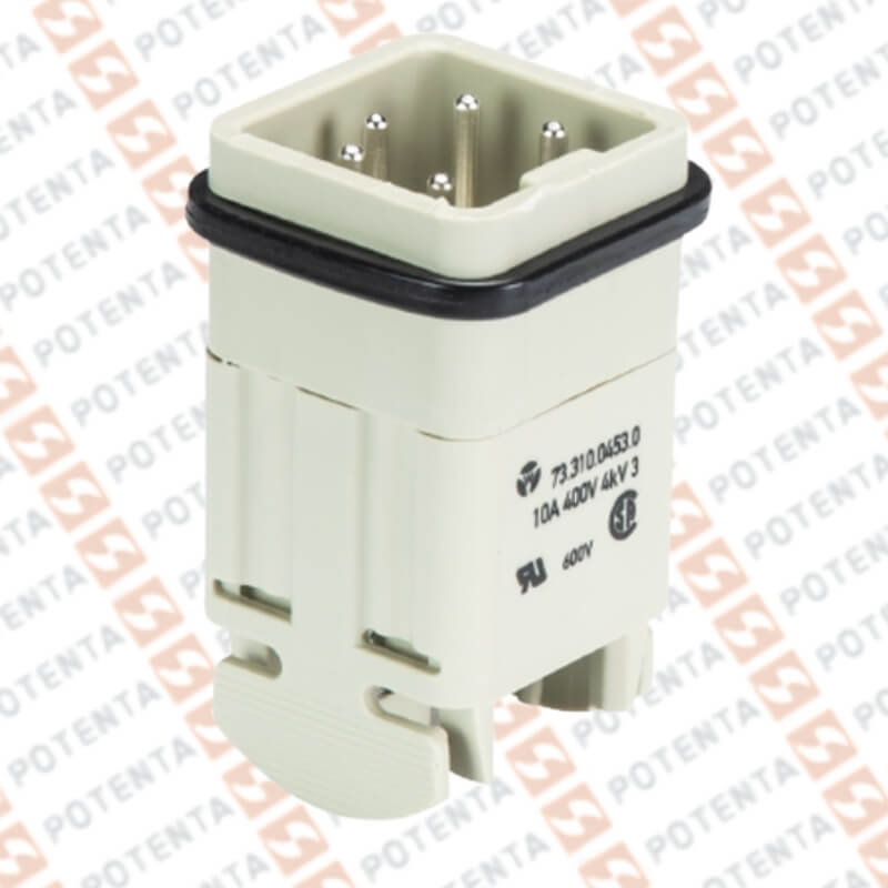 Inserto macho S3, 4P+T, 20-12awg 500v 10a, Wieland
