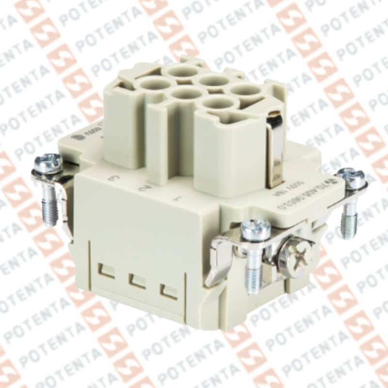 Inserto hembra S6/S6H, 6P+T 26-14awg 600v/16a, push-in, Wieland