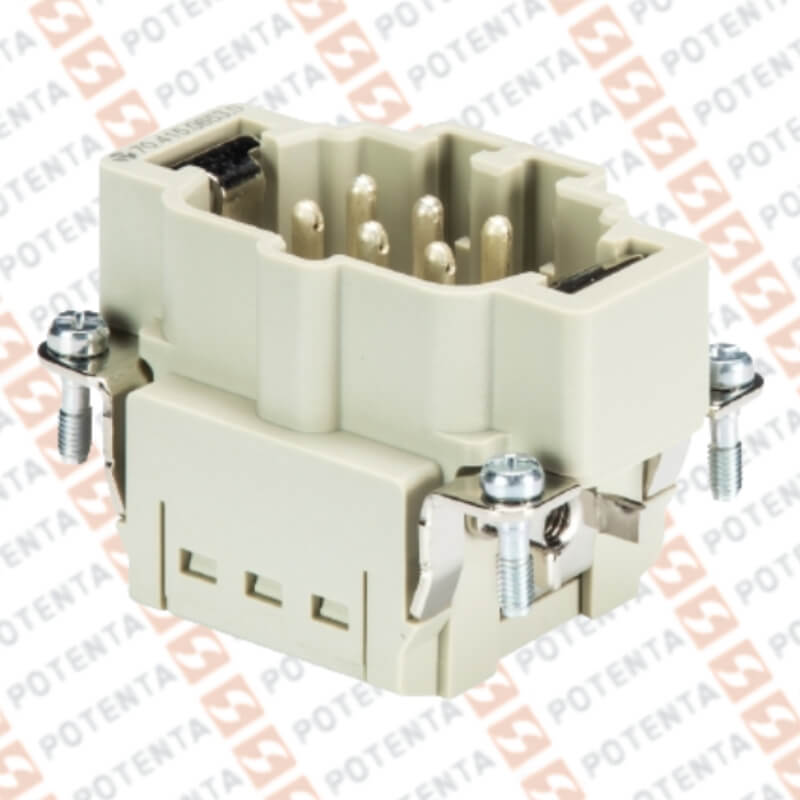 Inserto macho S6/S6H, 6P+T 26-14awg 600v/16a, push-in, Wieland