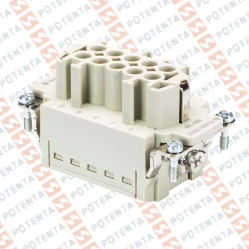 Inserto hembra S10,10P+T, 26-14awg 600v/16a, push-in, Wieland