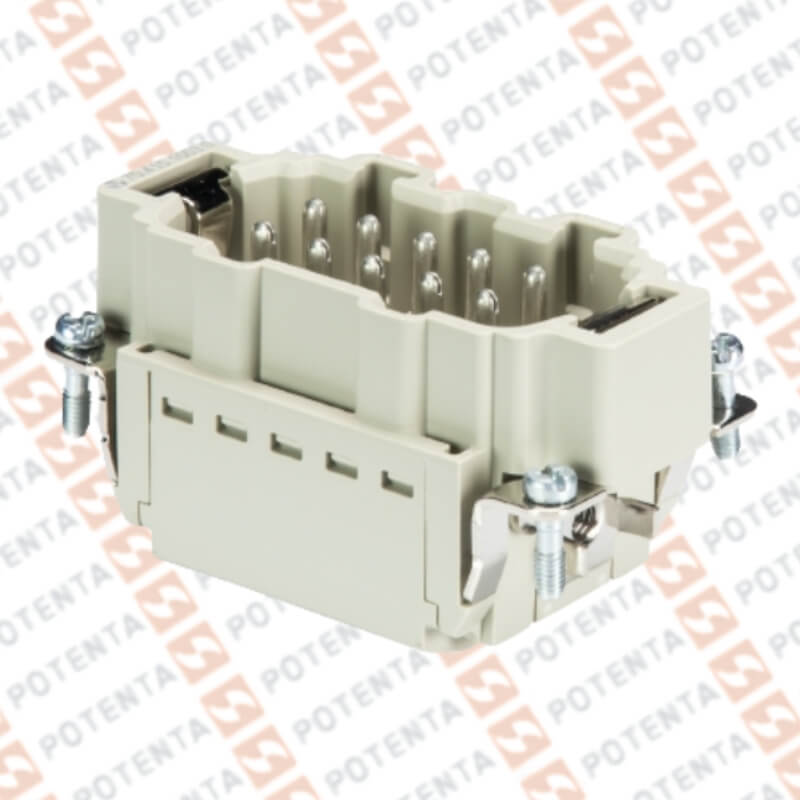 Inserto macho S10, 10P+T 26-14awg 600v/16a, push-in, Wieland