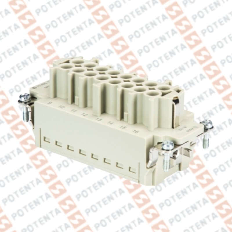 Inserto hembra S16, 16P+T, 26-14awg 600v/16a, push-in, Wieland