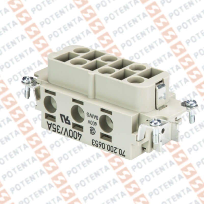 Inserto hembra S16, 6P+T 14-8awg 400v 35a potencia, tornillo, Wieland