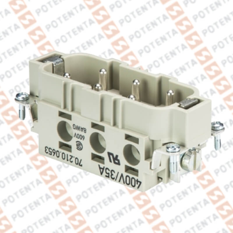 Inserto macho S16, 6P+T 14-8awg 400v 35a potencia, tornillo, Wieland