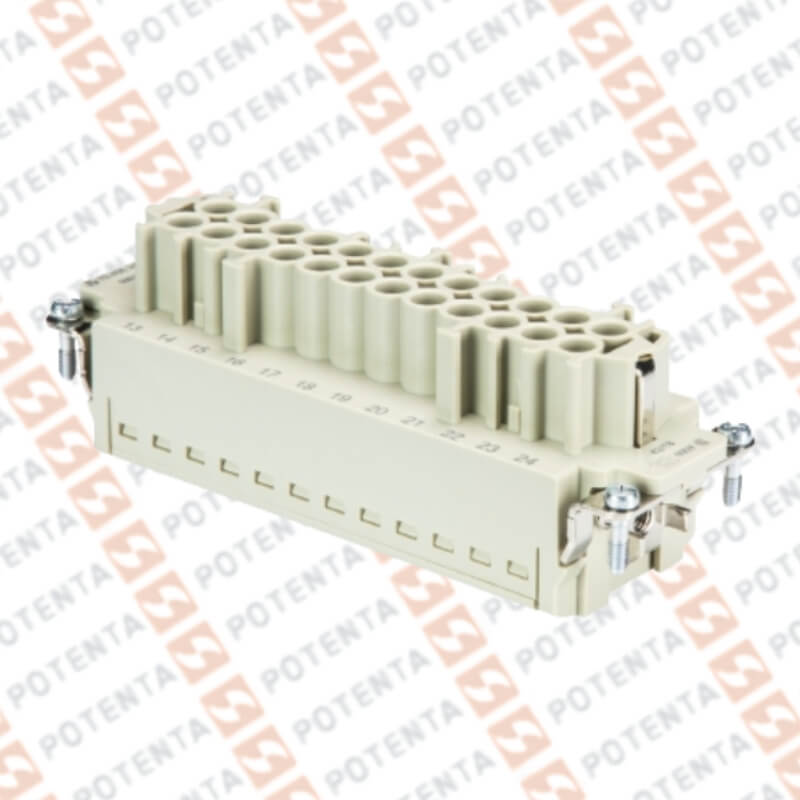 Inserto hembra S24, 24P+T, 26-14awg 600v/16a push-in, Wieland