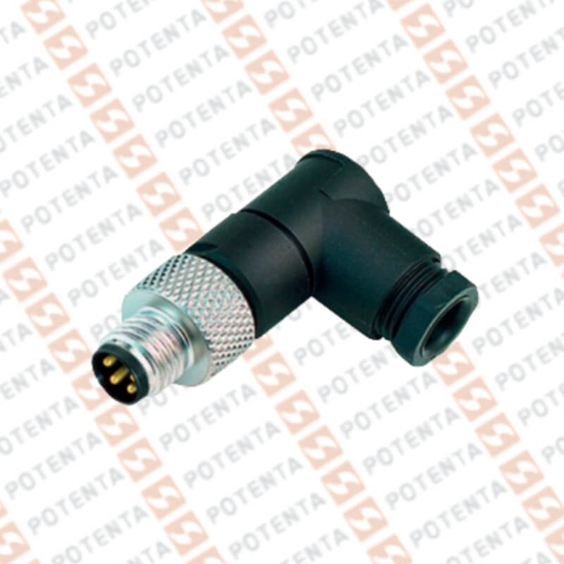 Conector armable macho, m8-3p codo, pa, ip67, P+F