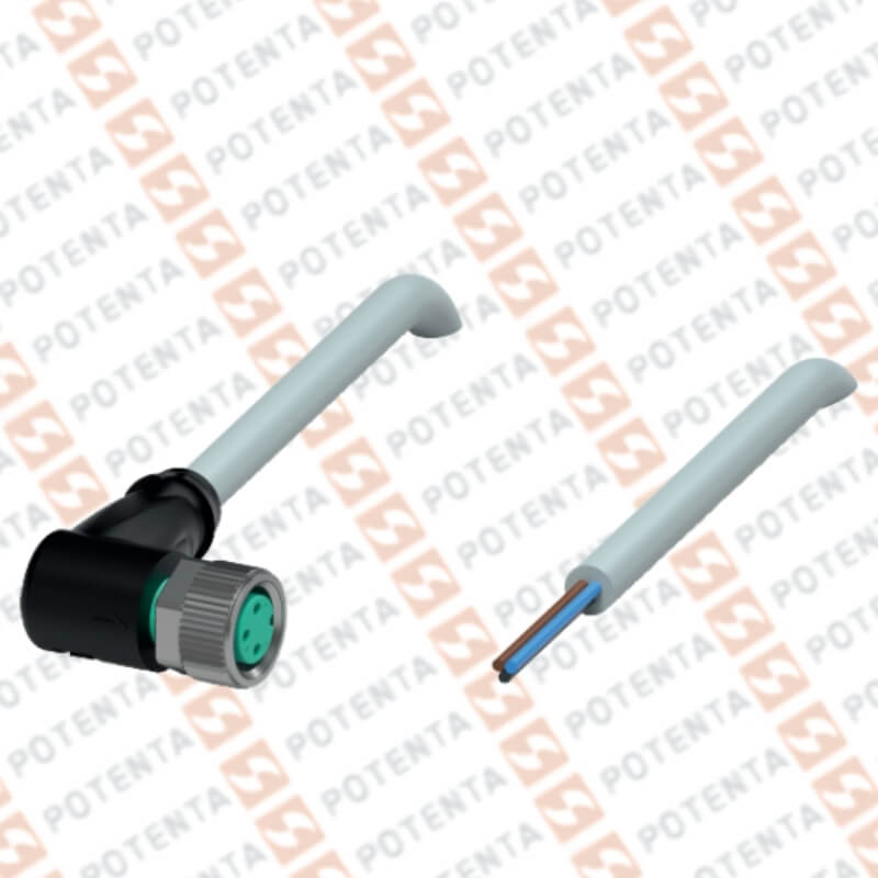 Cable Conector hembra, 10m, m8-3p codo, pvc, ip68, P+F